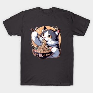 Cute Anime Ramen Cat T-Shirt